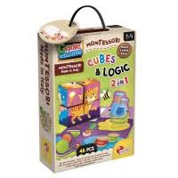 LISCIANI - MONTESSORI BABY WOOD CUBES AND LOGIC  2 IN 1